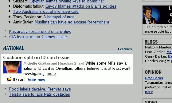 Coalition split on ID card issue: While some MPs say a national ID card is Orwellian, others believe it is at least worth investigating.